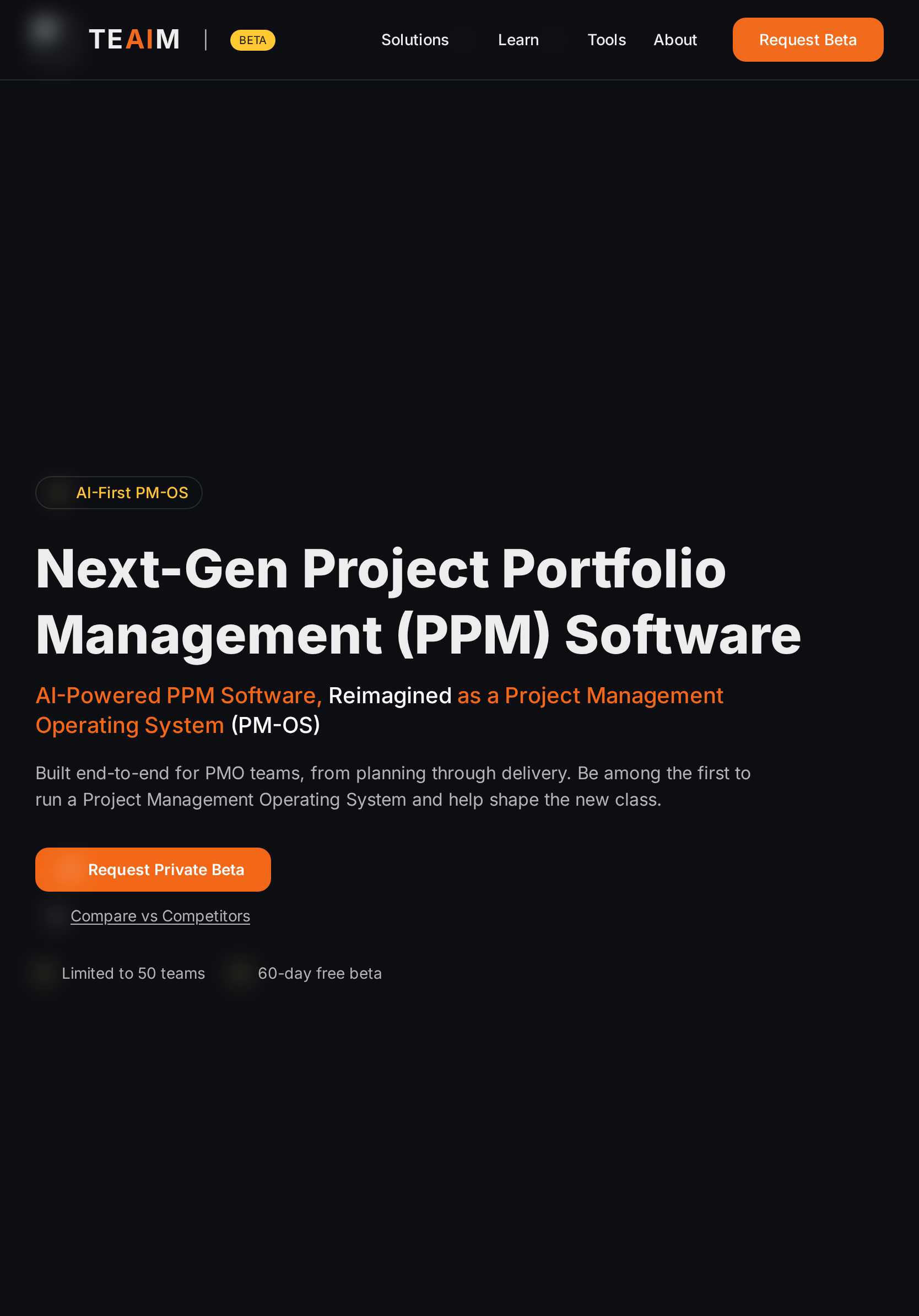 TEAIM marketing site tablet view